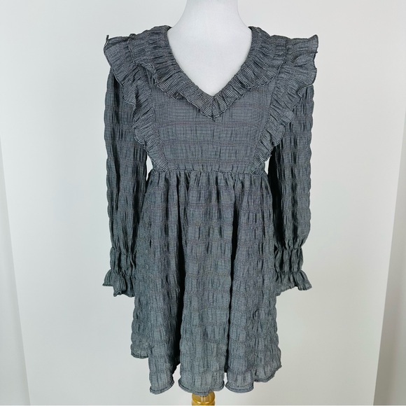 Moon River Ruffle Gingham Babydoll Mini Dress Coquette Fashion Size Small - Picture 2 of 10